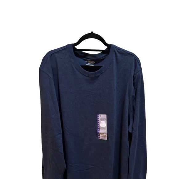 Members Mark Blue Cotton Long Sleeve Crewneck Tee - Picture 2 of 3